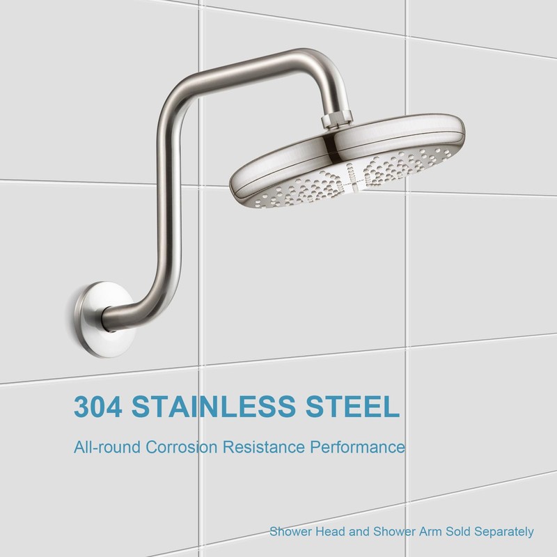OFFO Shower Head Extension Arm 13 in, Brushed Nickel S