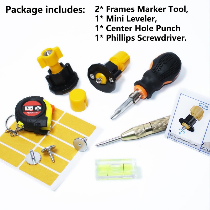 DIKOO Picture Hanging Keyhole Mark Hole and Leveling Kit for