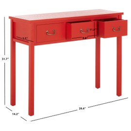 SAFAVIEH Home Collection – Cindy Hot Red Console Table with Three Drawers, Farmhouse Storage Console, Tapered Leg Design (AMH6568F)