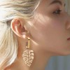 Inateannal Boho Hollow Palm Leaf Earrings Golden Leaves Dangle Earrings
