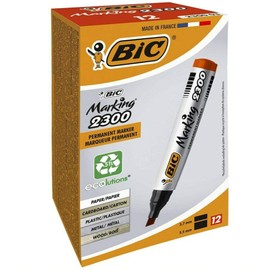 BIC 2300 Permanent Black MARKERS Pens Craft Home School Office Stationery Thick Ecolutions Ultra-Durable Chiselled Tip Box Dries Quickly All Surfaces RGB UK Free P&P (12 X MARKERS (MEGA Box), RED)