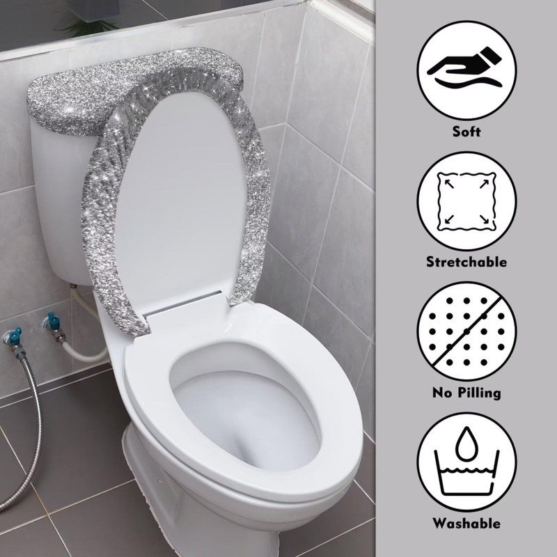 Darisoco Silver Toilet Lid Seat Cover & Toilet Tank Lid