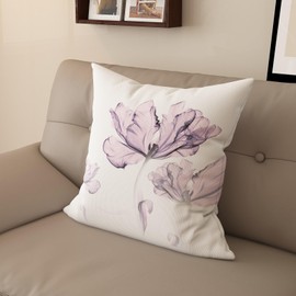 Sladjana Textured Modern Minimalist Pillow Cover with Creative Floral Print, Digital-Printed Square Cushion Cover for Living Room Sofa (24 * 24inch-03021)