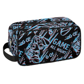 PATTERNFUL Video Game Travel Toiletry Bag for Kids, Waterproof Hanging Wash Bag Gym Shower Kit for Boys Shaving Bag Girls Makeup Bag Toiletries Accessories