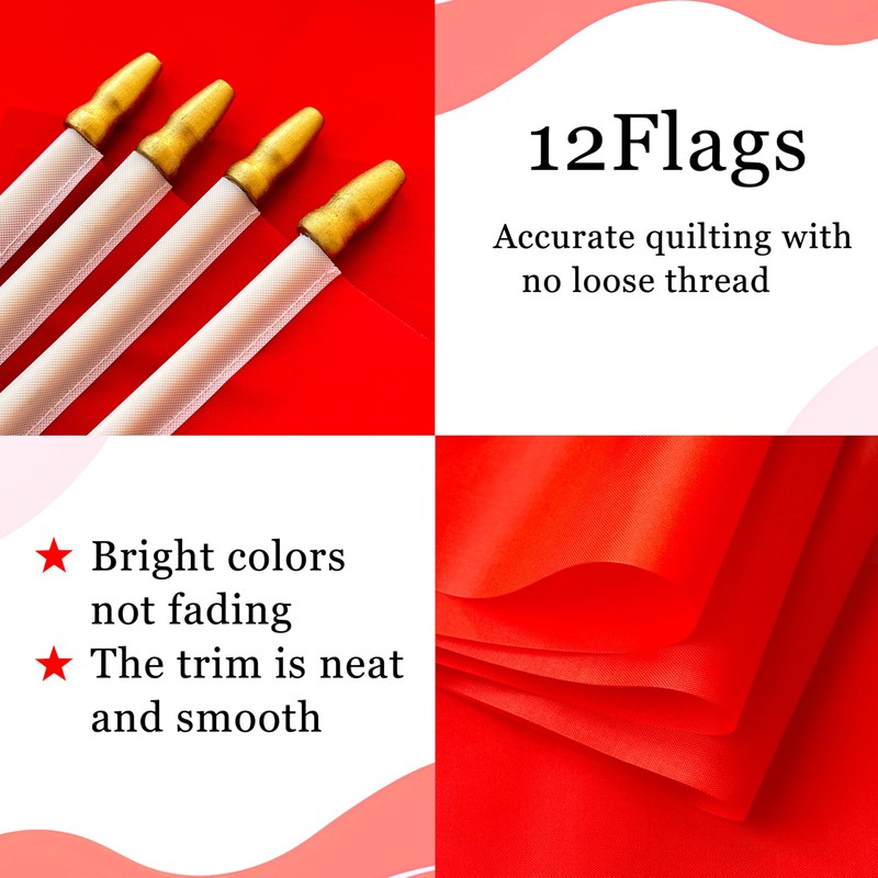 WEITBF 12Pcs 8×12 Inch Solid Red Flags Small Blank Sublimation