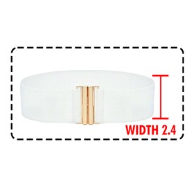 FATASH Vintage Elastic Wide Waist Belt for Women - Stretchy Leather Cinch Waistband with Flat Metal Buckle | Fashion Retro Ladies Belt for Dresses & Costumes | Elasticated Waist Accessory - White