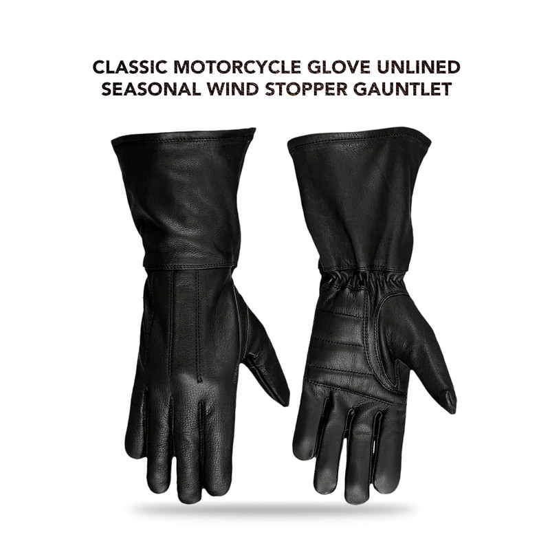 Hugger Windstopper Motorcycle Black Gauntlet Gloves Unlined Cold/Wind Resistant (XXX-Large)
