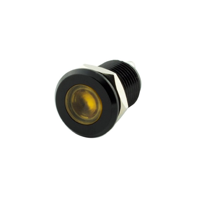 Alpinetech 12mm 1/2" Amber 12V LED Metal Indicator Pilot Custom