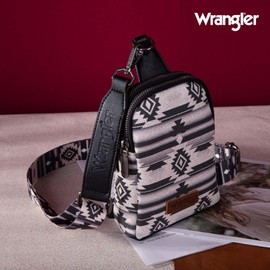 Wrangler Aztec Crossbody Sling Bags for Women Cross Body Purse with Detachable Strap WG2205-210BK
