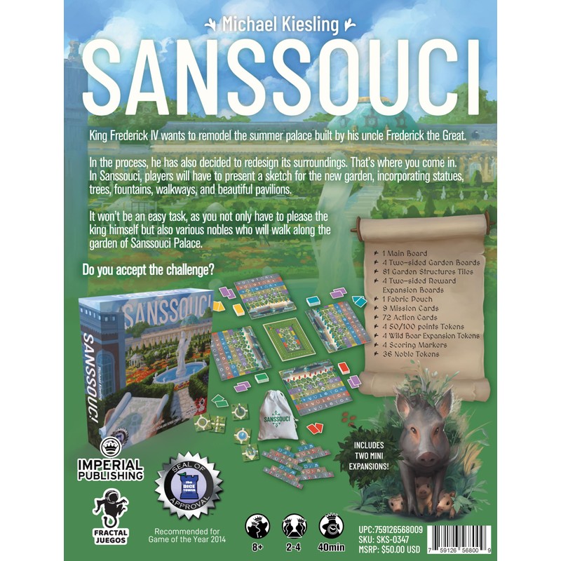 Sanssouci 2-4 Player Board Game by Michael Kiesling