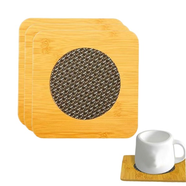 6 Pcs Bamboo Heat Insulation mat with Metal Mesh Non-Slip