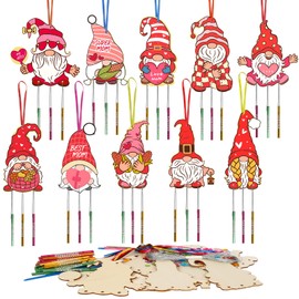ZEELONA 10 Pack Mother’s Day Wind Chime Craft Make Your Own Arts and Crafts DIY Mother Day Gift for Mom Craft Coloring Wooden Unfinished Crafts Hanging Ornaments Decoration for Mom Birthday Party
