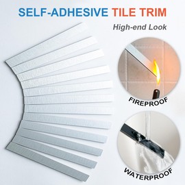 DICOFUN 24-Pack Stainless Steel Silver Peel and Stick Tile Trim, 6" Self Adhesive Molding Edge Trim for Peel and Stick Backsplash