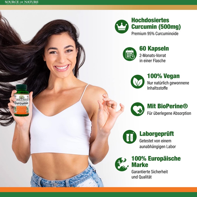 Source of Nature® Curcumin 500 mg, 60 capsules, 2-month supply,