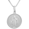 15mm Dainty Sterling Silver St Benedict Medal Necklace 9/16 inch