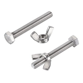 sourcing map 5pcs M8x60mm Hex Bolts, 5pcs M8 Wing Nuts, 304 Stainless Steel Fastener Set