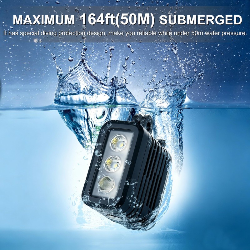YALLSAME 164ft Underwater Dive Light for GoPro DJI Action Cameras