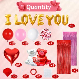 Valentines Day Decorations Valentines Party Decorations Include Valentines Balloons Heart Balloons Foil Rain Curtains Simulated Rose Petals For Galentines Day Decor Wedding Party Decor