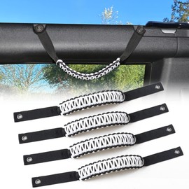 sukemichi for Bronco Grab Handles, Paracord Roll Bar Grab Handles for 2021 2022 2023 2024 2025 Ford Bronco Accessories 4 Door 2 Door, White, 4 Pack