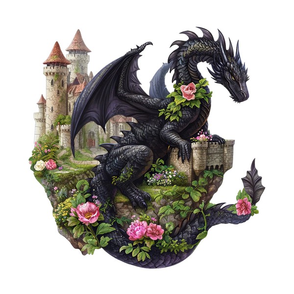 Wooden Puzzles for Adults - Challenging Dragon on The Castle