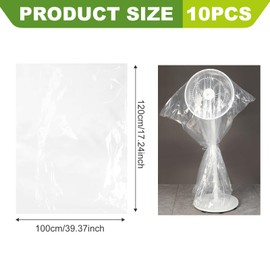 Pack of 10 Extra Large Clear Plastic Storage Bags, 100 x 120 cm Transparent Plastic Bags for Luggage, Suitcase, Furniture, Comforter, Children's Bike, Dustproof and Reusable