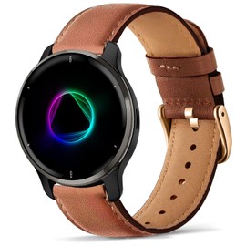 VELULYX genuine leather strap compatible Garmin Venu 2 Plus, 20mm Strap for Garmin Vivoactive 5/Garmin Venu Sq/Sq Music/Venu Sq 2/Vivoactive 3/3 Music/Garmin Venu/Vivomove HR/Forerunner 55 245 645