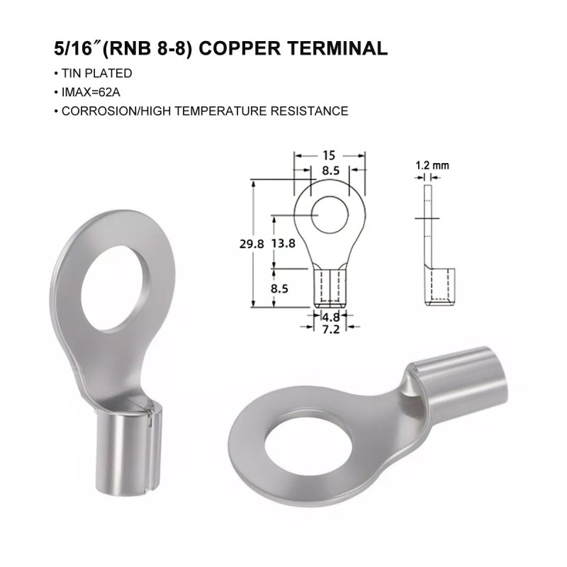Sebatech 10 AWG XT60i Female Connector O Ring M8 Terminal