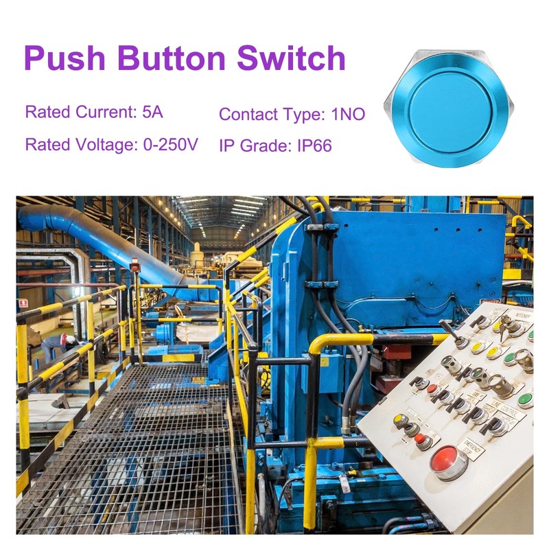 DMiotech 16mm / 5/8" Push Button Switch, IP66 1NO 0-250V