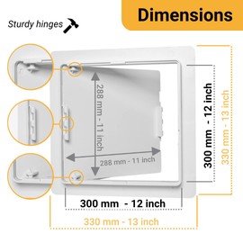 Proxinova Paintable Access Panel 300x300 mm, High-Grade ABS Plastic Panels for Inspection Hatch, Fuse Box Cover Cabinet, Wall and Ceiling, Conceals Wires, Meters, Pipes, Fits Flush to Surfaces