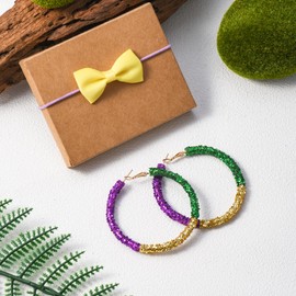 RareLove Lightweight Purple Yellow Green Mardi Gras Hoop Earrings for Women Big Size Mardi Gras Costume Jewelry Accessories
