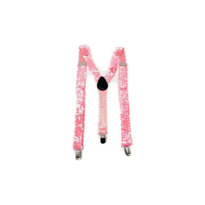 Cadoline Pink Mens Sequin Polyester Fancy Dress Suspenders 100 x