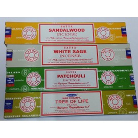 Satya Incense Sticks Set of 4 - Tree of Life, Patchouli, Sandalwood, White Sage by Sterling Effectz