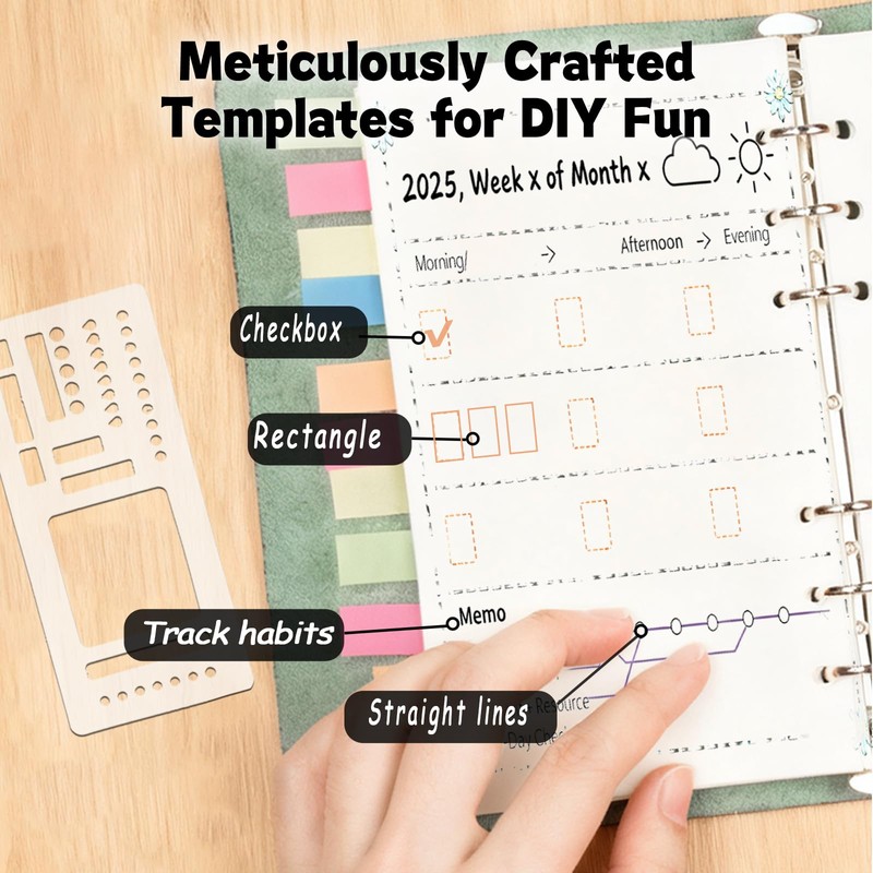 9 Pack Handmade Flexible Record Template, Reusable Planner Stencils Templates