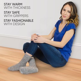 Daventry Ultra Thick Fuzzy Grip Socks (3 pk) - Blue, Purple, Green - Medium