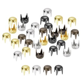 sourcing map 80Pcs Mixed Color Round Dome Rivets, 4mm Brass Spike Studs Spots Punk Rock Nailheads Claw Beads Assorted Kit for DIY Clothes Belt Bag Shoes Bracelet Leather Craft