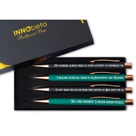 InnoBeta Jane Austen Gifts for Women Men Teens, Ballpoint Pen Set of 4 with Quotes, Pride and Prejudice Gifts for Book Lovers