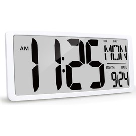 GEELION 18.5" Extra Large Atomic Clock with Backlight Digital Wall Clock Battery Operated with Charging Function Jumbo LCD Display Clock Time/Calendar/Temperature for Wall Bedroom Classroom