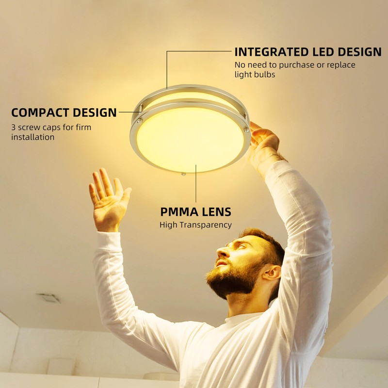 hykolity 10 inch Flush Mount LED Ceiling Light Fixture, 17W