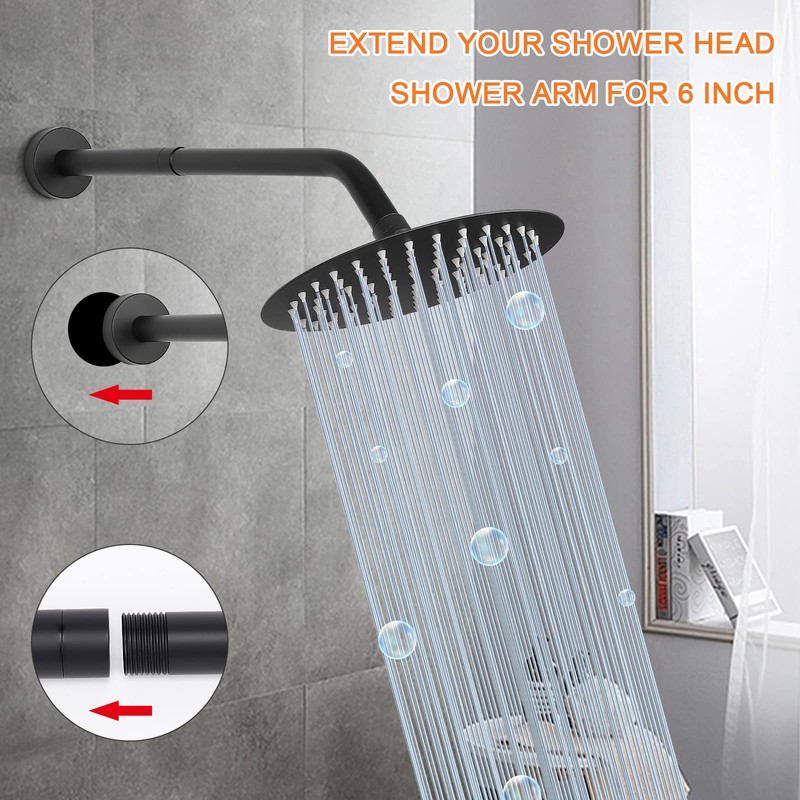 HarJue Shower Head Extension Arm, Shower Extender Water Outlet- Lowers
