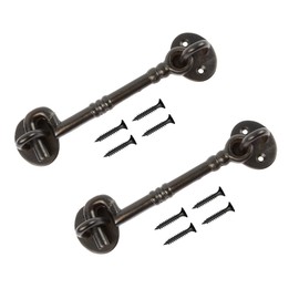 TERF® 150mm Heavy Duty Antique Black Cabin Door Hook and Eye Lock 150mm (6 inch) Cabinet Latch Catch including Fixing Screw For Door Gate Window Closet Shed Latch - Pack of 2