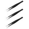 Housoutil 3pcs Stainless Steel Flat Tweezers for Eyelash Application and