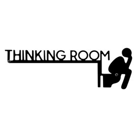 Thinking Room Bathroom Signs, Metal Minimalist Restroom Sign with Screws, Funny Restroom Decor for Home Decor Sign, Bathroom Decoration (Black)