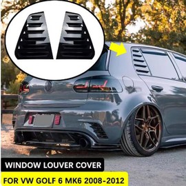 Heart Horse 2pcs for V-W Volk/swagen Golf6 MK6 2008-2012 Accessories Sporty Car Auto Exterior Rear Side Window Louvers Air Vent Scoop Shades Cover Trim Blinds -Glossy Black