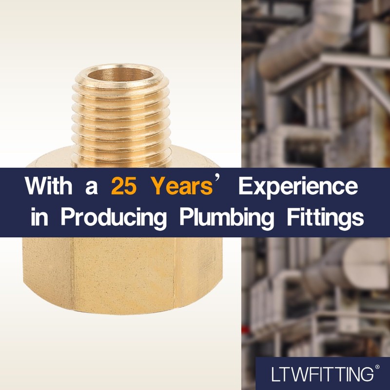 LTWFITTING Brass Pipe 1/2" Female x 1/4" Male NPT Adapter