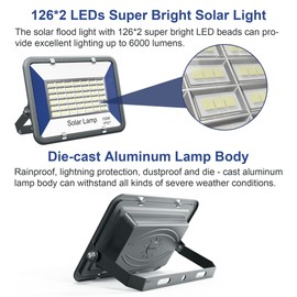 LMluluda Solar Flood Light, 2 Pack 100W Dusk to Dawn with Remote Control LED Bright White Floodlights, Ip67 Waterproof Solar Power Light for Yard, Garden, Shed