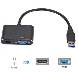 2 in 1 Compatible for USB to High Definition Multimedia Interface and VGA Adapter Cable Compatible for 1080p USB 3.0 to High Definition Multimedia Interface VGA Converter Support xp Windows 7 8 10