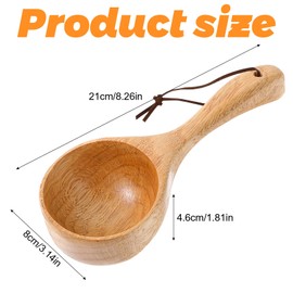 8.3 Inch Wooden Ladle Spoon, Multipurpose Wood Scoop for Bath Salts, Coffee, Flour, Kitchen Use, Serving, Cooking, and Stirring, Ideal Soup Ladle