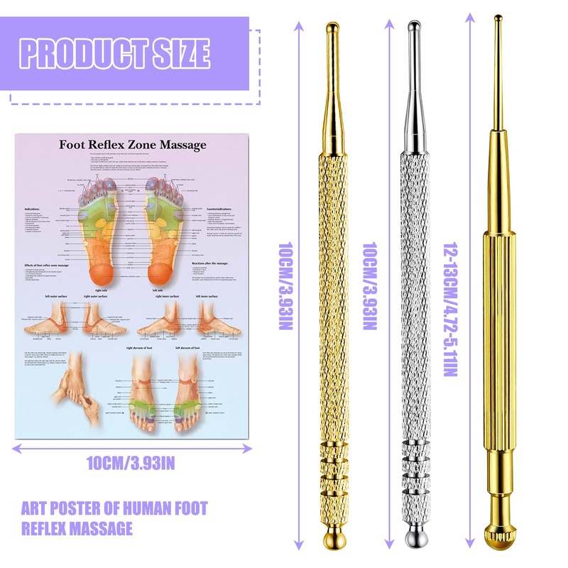 3 Pieces Acupressure Pen Massage Pen Nizirioo Stainless Steel Acupuncture