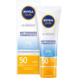 NIVEA SUN UV Face Mattifying Sun Protection SPF 50 (50 ml), Non-Greasy Sun Cream for the Face, Instant Effective Sun Lotion with Light Texture