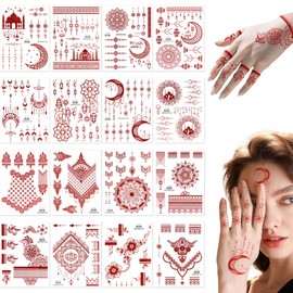 16 Sheets Brown Tattoo Stickers for Women Girls, Temporary Tattoos Kits, Waterproof Fake Tattoos for Neck Chest Arm